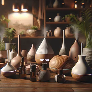 Realistic stock image of essential oil diffusers